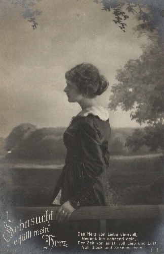 Frauen Serienkarte Nr. 7957-1"Sehnsucht erfüllt mein Herz" gebr. 1920