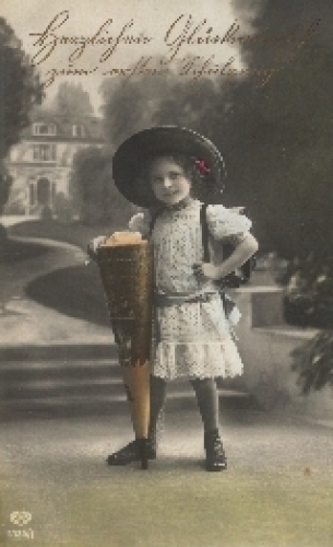 Back to school, girl, school bag, bag, gebr. 1917