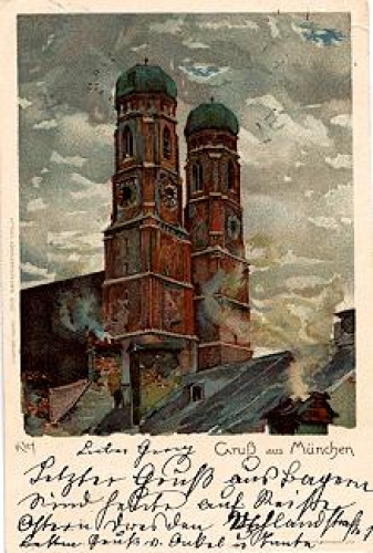 München Frauenkirche Künstlerkarte Heinrich Kley o 31.3.1899
