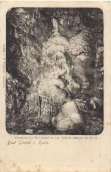 37539 Bad Grund Petrified waterfall stalactite cave grotto * approx. 1910