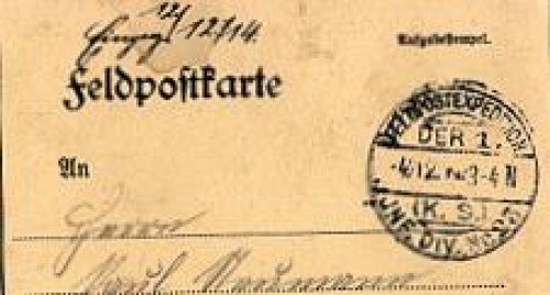 Field post expedition of the 1st K.S. (Imperial) Infantry Division, No. 23, o December 14, 1914