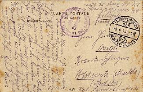 Field postcard Reserve Invanterie Regiment No. 241 1st Battalion 2nd Company o April 8th, 2015