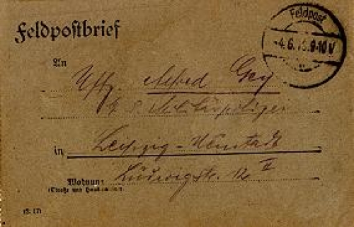 Feldpostbrief, Feldpost-Stempel o. Angabe o 4.6.1918