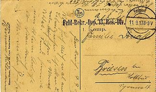 Feld-Rekruten-Depot 13 Reserve-Division Feldpostkarte o 11.9.1917