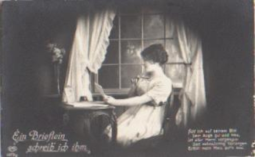 Woman reading a letter Serial card no. 2273/2 used. circa 1915