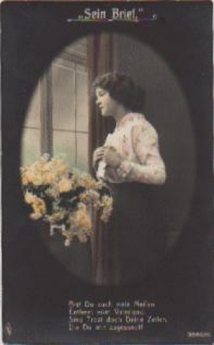 Woman with letter serial card no. 3580/6 used. 10/5/1915