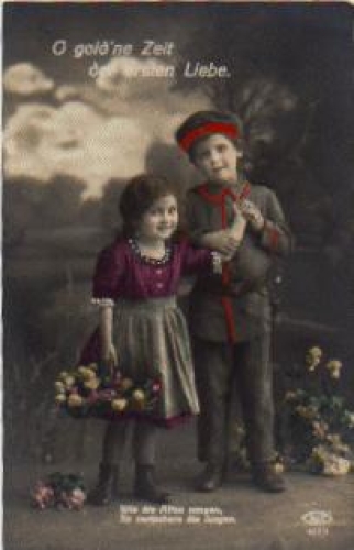 Couple of children in uniform series card no. 417/5 * ca. 1914