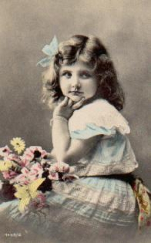 Mädchen mit Blumen Seriekarte Nr. 1443/2 gebr. ca. 1910