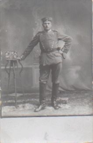 German soldier in field uniform WWI. real photo br. 2/3/1915
