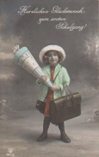 Mädchen Schulanfang Serienkarte Nr. 6911/5 o 15.04.1917