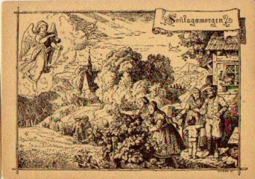 Ludwig Richter "Sunday Morning" artist card * approx. 1930