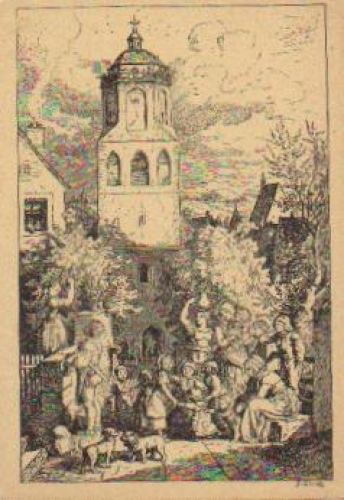 Ludwig Richter "Feierabend" artist card * approx. 1930