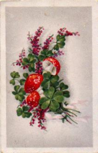 Fly agaric mushrooms shamrock, * ca.1920