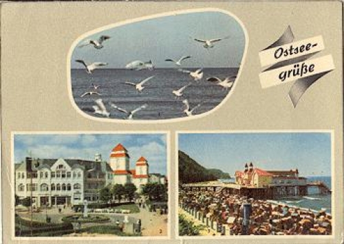 18609 Rugen *approx. 1960 ​​​​​​​Binz Sellin, seagulls on the Baltic Sea beach