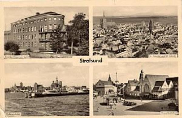 Stralsund, main station, tram, o approx. 1955