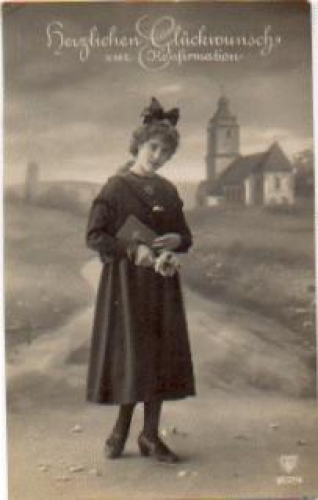 Confirmation serial card 8757/4 used. circa 1920