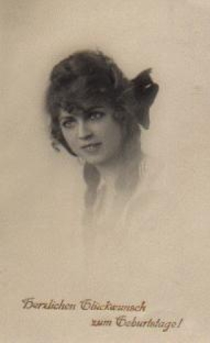 Dame Geburtstagskarte gebr. ca. 1920