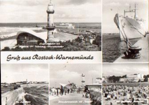 Warnemuende lighthouse postcard o 19.7.1979