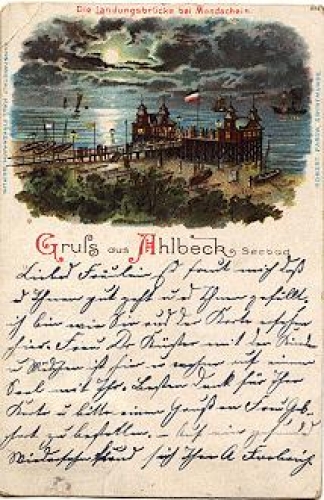 17419 Ahlbeck jetty by moonlight Chromolithograph o ca. 1903