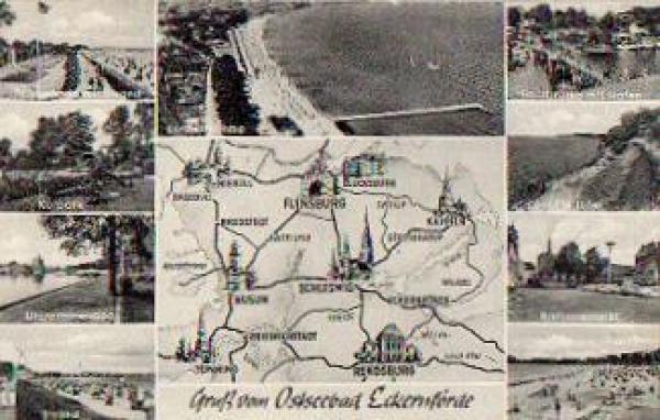 24340 Eckernforde with map * approx. 1950