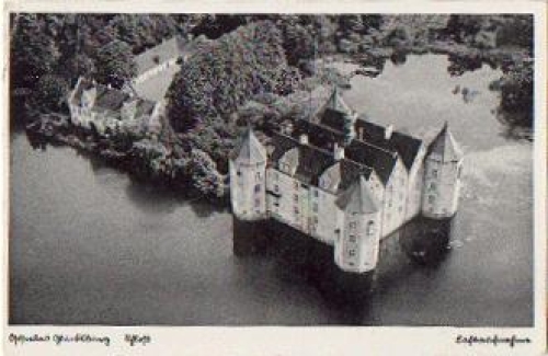 24960 Glucksburg Castle aerial view on August 19, 1936
