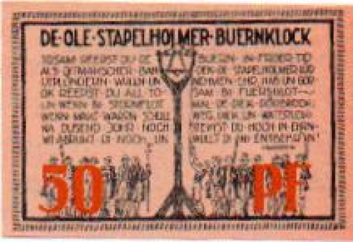 25878 Seeth Städtenotgeld, 50 Pfennige Ole Stepelhomer Büernklock 1922