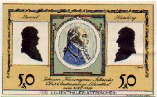 28865 Lilienthal city emergency money 50 pfennigs Johann Hieronymus Schroeter 1921