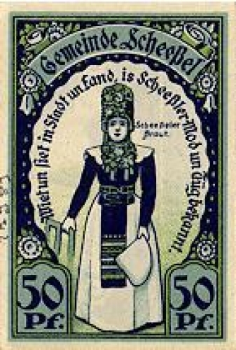 27383 Scheeddel city emergency money 50 pfennigs Scheeddel bride 1921