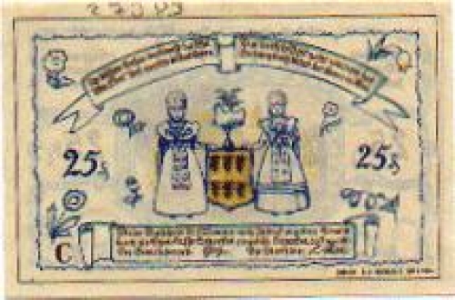 27383 Scheessel city emergency money 25 pfennigs traditional costumes 1921