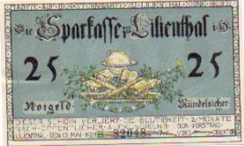 Lilienthal, Städtenotgeld, Wert 25 Pfennige, 1921