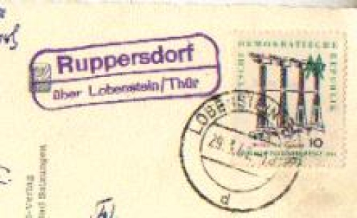07356 Ruppersdorf via Lobenstein Country postmark o March 29, 1961 on Easter card