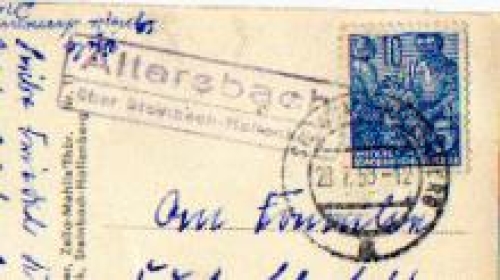 98587 Altersbach via Steinbach-Hallenberg Post helper stamp o July 28, 1959 on AK