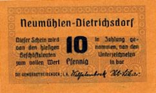 Neumuhlen-Dietrichsdorf city emergency money 10 pfennigs frog 1922