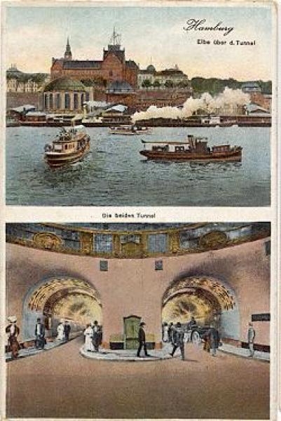 Hamburg  Elbe über Tunnel Tunneleingang * ca. 1910