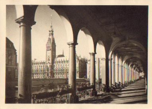 Hamburg Alsterarkaden mit Rathaus *ca. 1940