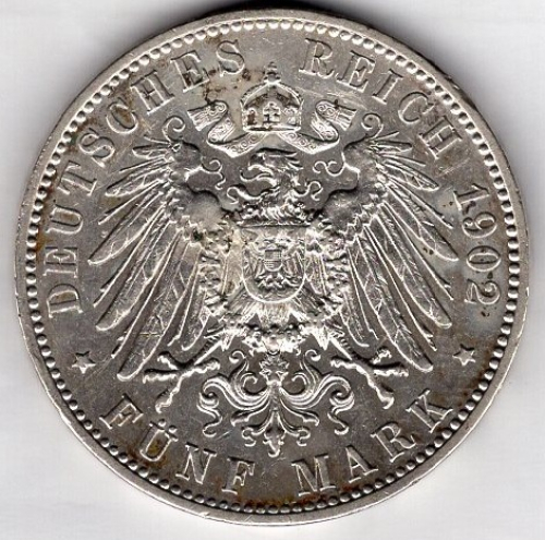 5 Mark 1902 Württemberg Wilhelm II Silbermünze