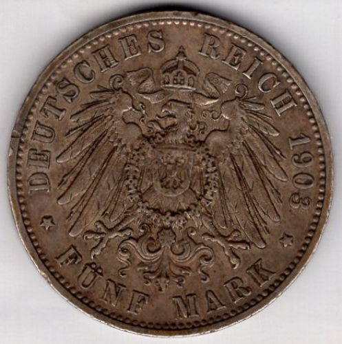 5 Mark 1903 Württemberg Wilhelm II Silbermünze
