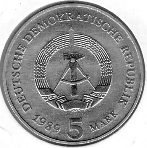 5 Mark GDR 1989 Brandenburg Gate