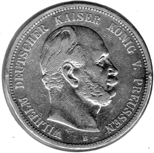 5 Mark PREUSSEN  1875 B Wilhelm I. Silbermünze