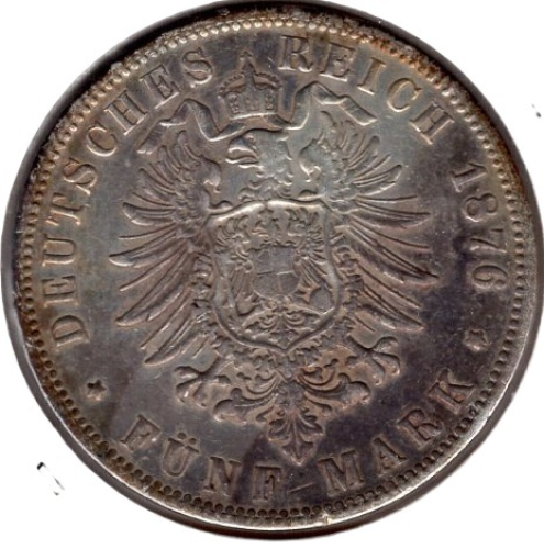 5 Mark PREUSSEN 1876 B Wilhelm I. Silbermünze