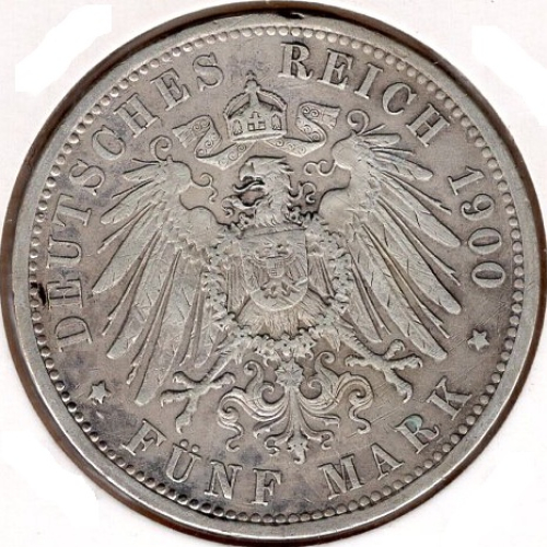 5 Mark PREUSSEN 1900 Kaiser Wilhelm II Silbermünze