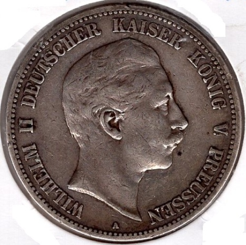 5 Mark PREUSSEN 1902 Wilhelm II Silbermünze