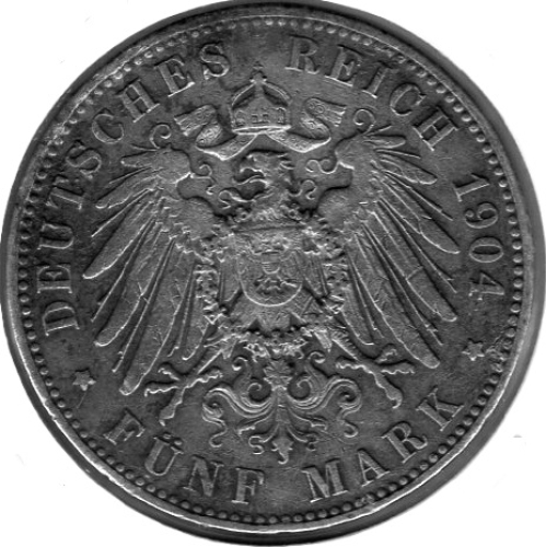 5 Mark PREUSSEN 1904 A Wilhelm II Silbermünze
