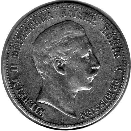 5 Mark PREUSSEN 1904 A Wilhelm II Silbermünze