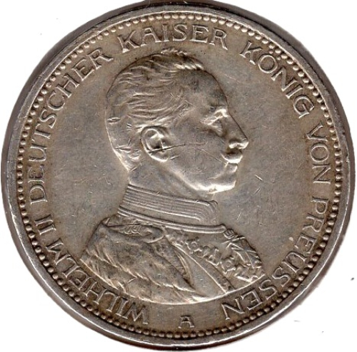 5 Mark PREUSSEN 1913 Büste in Uniform Silbermünze