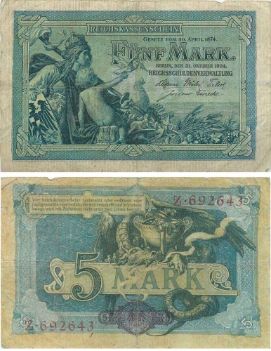 100 Mark Reichsbanknote 19035 Mark Reichskassenschein 31. Otober 1904