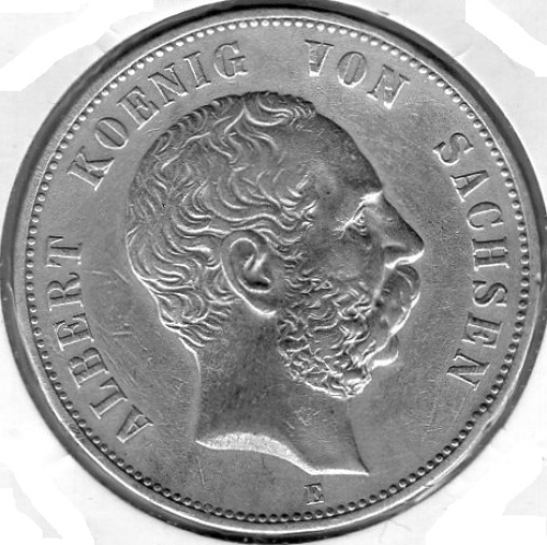 5 Mark Saxony 1900 King Albert Silver Coin