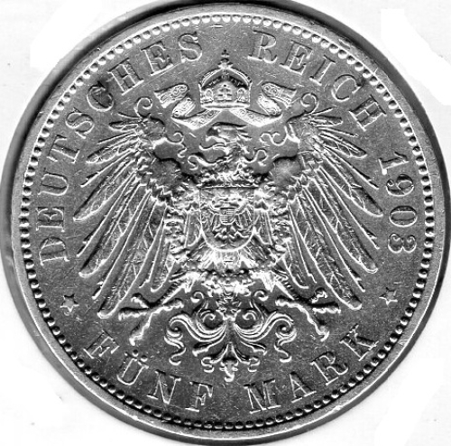 5 Mark Saxony 1903 King George Silver Coin