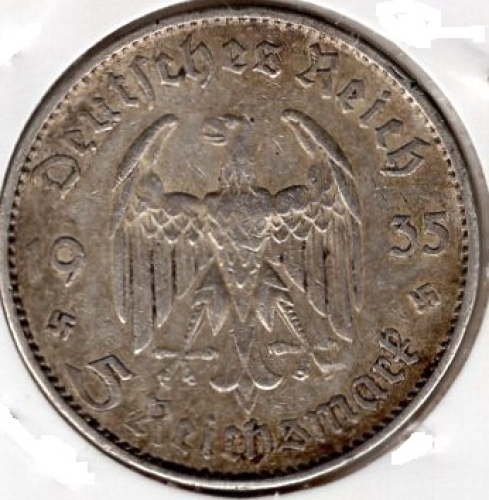 5 Reichsmark 1935 F Garnisonskirche Silbermünze Deutsches Reich