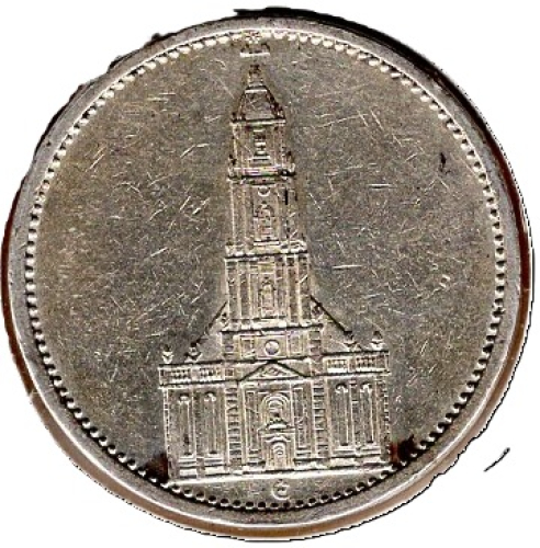 Jäger 0357 - 5 Reichsmark 1934 E Garnisonskirche Silbermünze